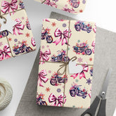 Motorcycles and Bows Cottage Core Gift Wrapping Paper
